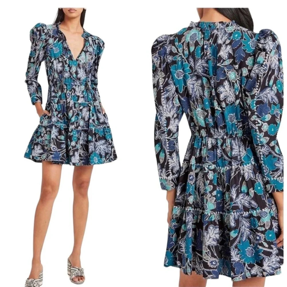 Ulla Johnson Liv Lapis Blue Floral Dress